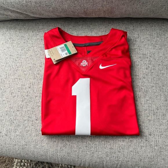 Nike Ohio State Buckeyes Red Jersey # 1 Mens Size Dri Fit OSU New With Tags - Picture 3 of 6